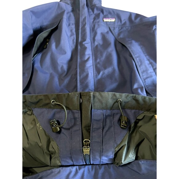 Patagonia Mens Goretex Nylon Blue Waterproof Hooded Rain Ski Full Zip Jacket  M - Picture 15 of 16